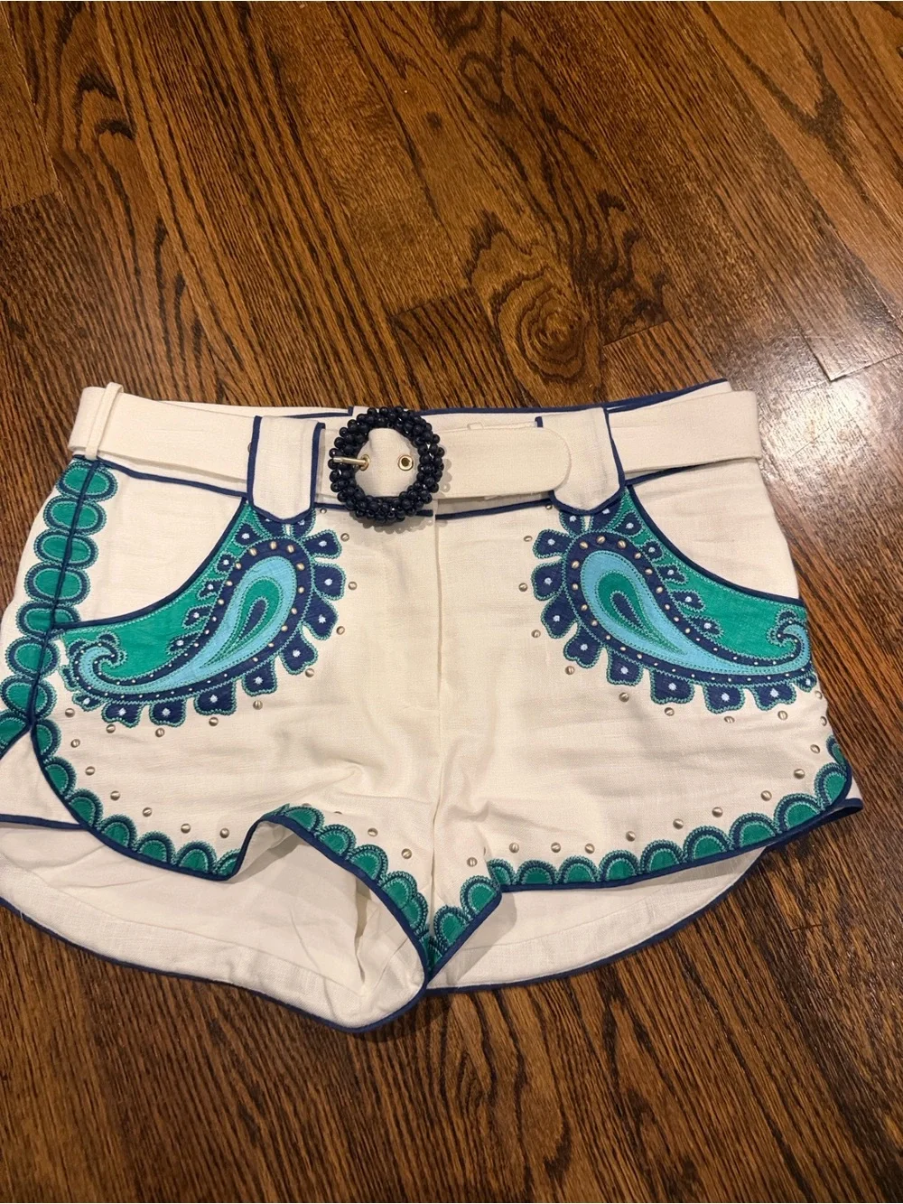 Zimmerman white paisley embellished shorts - Picture 1 of 8
